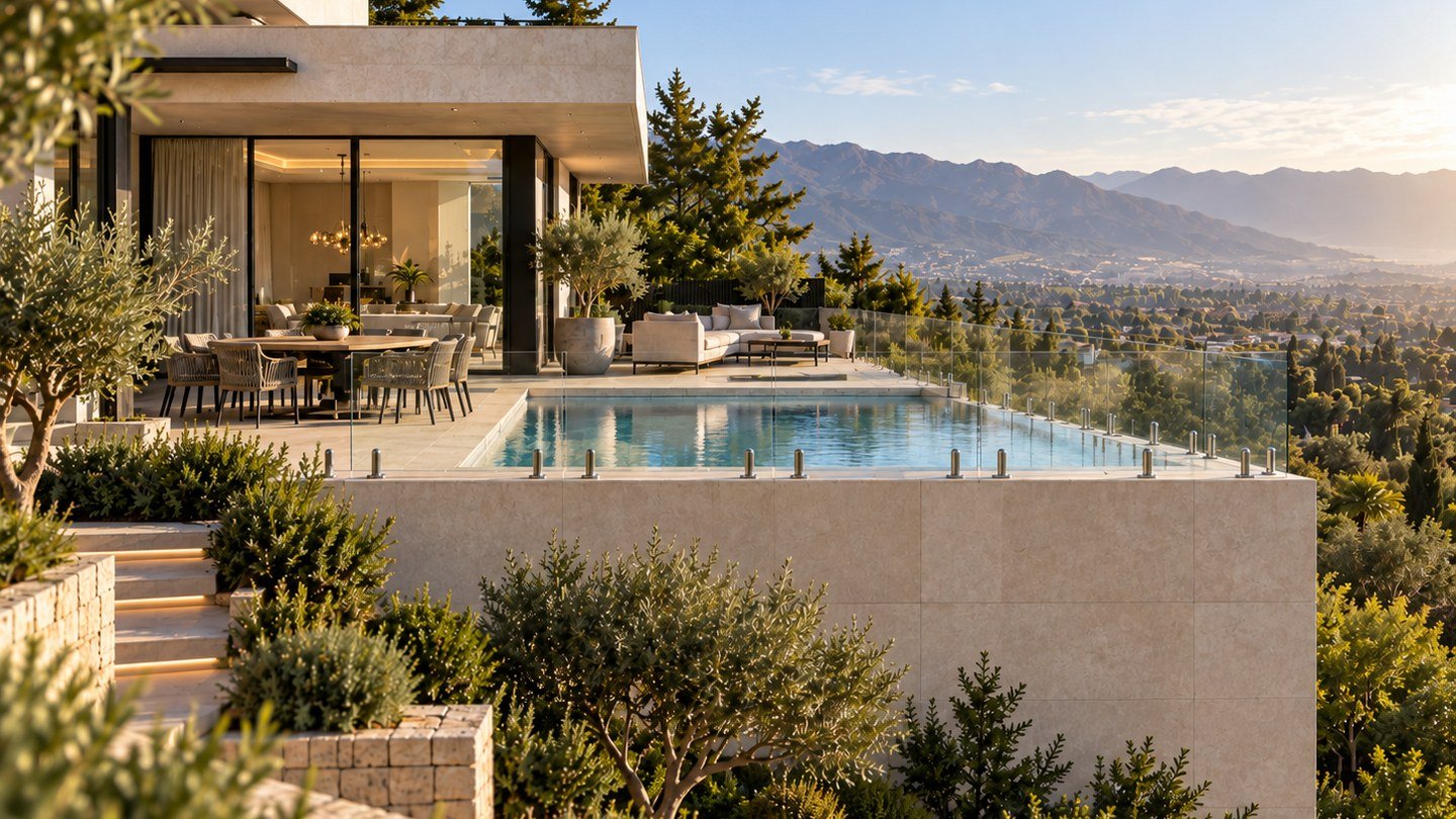 Cierre de vidrio para piscina residencial en Las Condes